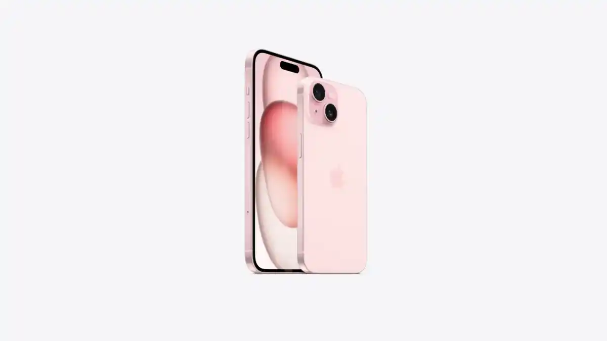 Pink smartphone with dual rear cameras, displayed from both front and back views against a white background.