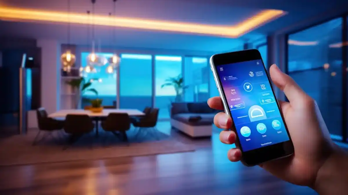 Smartphone in modern room setting