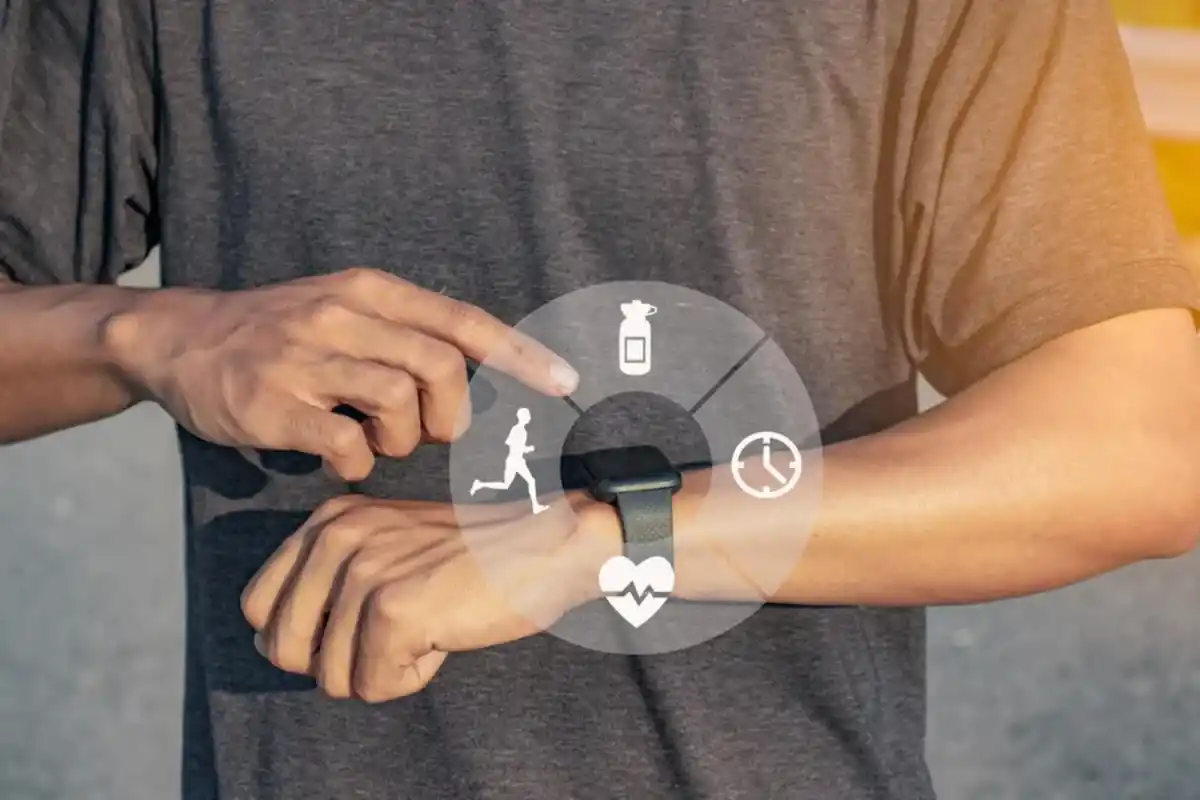 Person using smartwatch features
