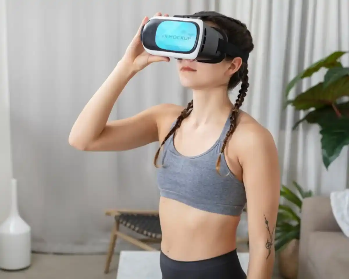 Woman wearing VR headset